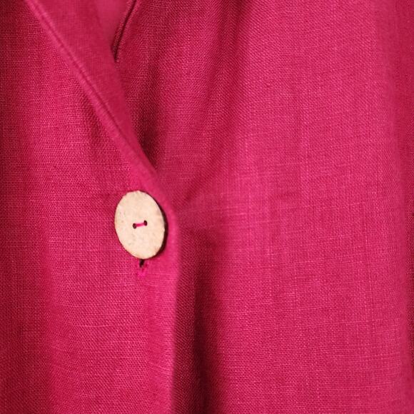 MANTAIKOTAI Linen Blazer S Red Staple Workwear Office Summer Classic Preppy - Picture 7 of 11